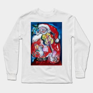 SANTA CLAUS VIOLIN PLAYER /  MUSICAL CHRISTMAS PARTY Long Sleeve T-Shirt